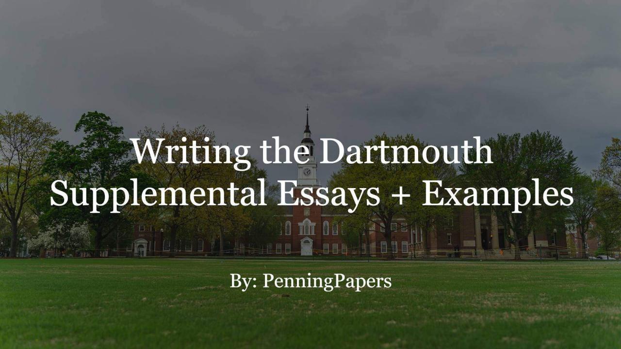how many supplemental essays does dartmouth have