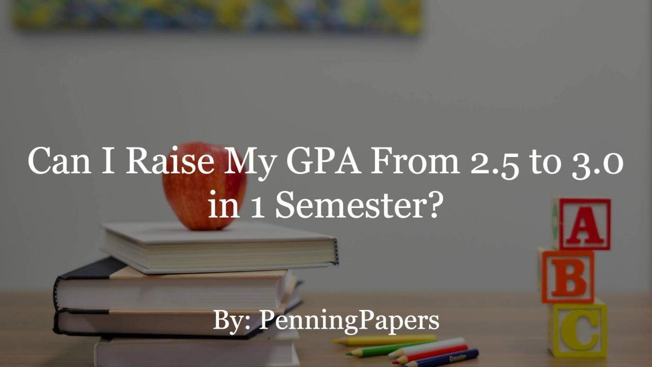 Can I Raise My GPA From 2.5 to 3.0 in 1 Semester?
