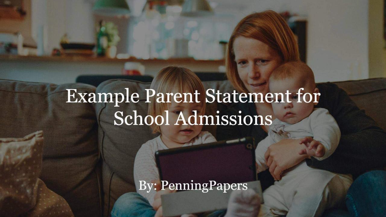 Example Parent Statement for School Admissions