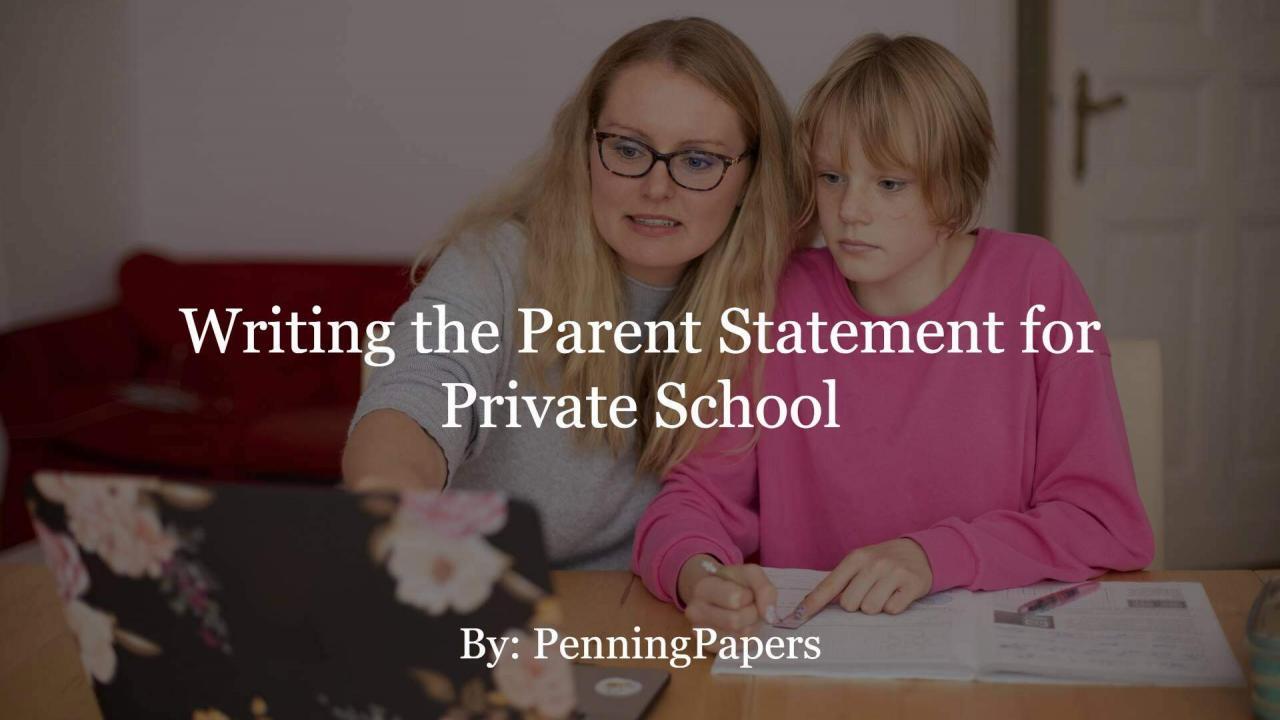 Writing the Parent Statement for Private School