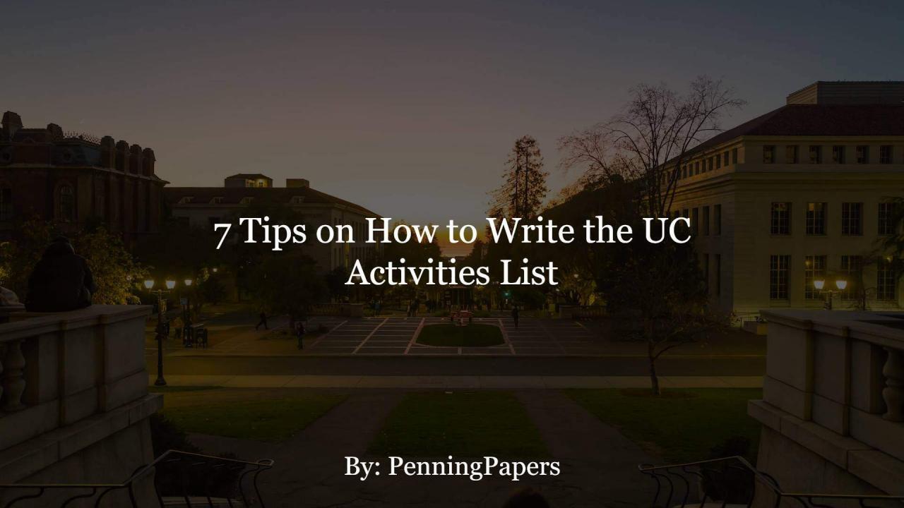 7 Tips on How to Write the UC Activities List
